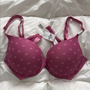 VS Pink Elegant Mauve Bra with 🍒 Pattern